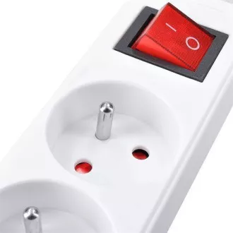 Solight hosszabbító kábel 5m, 5 aljzat, kapcsoló, 16A/3680W, PVC, fehér