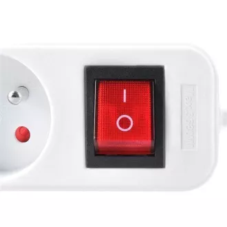 Solight hosszabbító kábel 3m, 6 aljzat, kapcsoló, 16A/3680W, PVC, fehér