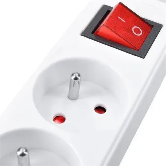 Solight hosszabbító vezeték 5m, 6 aljzat, kapcsoló, 16A/3680W, PVC, fehér