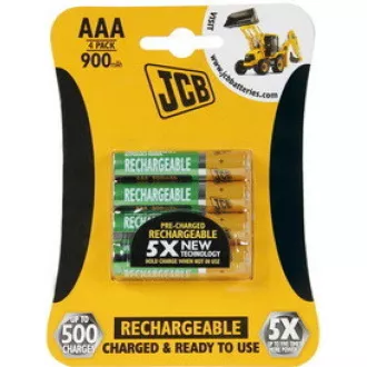 JCB RTU NiMH AAA / R03, 900mAh, előtöltve, buborékcsomagolás 4 db