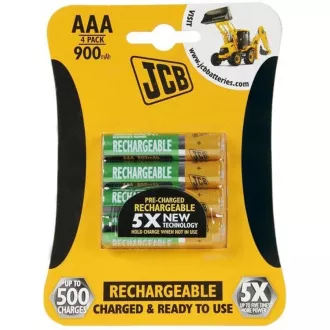 JCB RTU NiMH AAA / R03, 900mAh, előtöltve, buborékcsomagolás 4 db