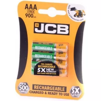 JCB RTU NiMH AAA / R03, 900mAh, előtöltve, buborékcsomagolás 4 db