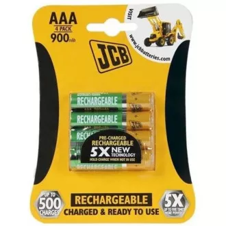 JCB RTU NiMH AAA / R03, 900mAh, előtöltve, buborékcsomagolás 4 db