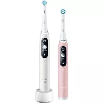 Oral-B iO Series 6 Duo White & Pink Sand elektromos fogkefe készlet, 5 üzemmód, AI, időzítő Oral-B iO Series 6 Duo White & Pink Sand elektromos fogkefe készlet, 5 üzemmód, AI, időzítő