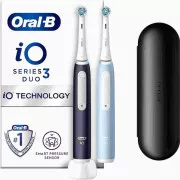 Oral-B iO Series 3 Duo fekete-kék elektromos fogkefe, 3 üzemmód, időzítő, nyomásérzékelő, tok, tokkal