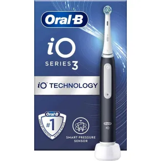Oral-B iO Series 3 Matt Black elektromos fogkefe, mágneses, 3 üzemmóddal, nyomásérzékelővel - Felbontott Oral-B iO Series 3 Matt Black elektromos fogkefe, mágneses, 3 üzemmóddal, nyomásérzékelővel - Felbontott