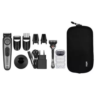 Braun BT7940 szakállvágó, 0,5-20 mm, újratölthető, 4 tartozék Gillette, szürke Braun BT7940 szakállvágó, 0,5-20 mm, újratölthető, 4 tartozék Gillette, szürke