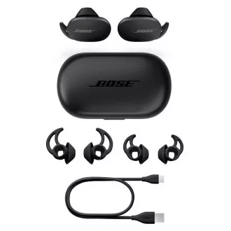 Bose QuietComfort fülhallgató vezeték nélküli fejhallgató, True Wireless, IPX4, érintésvezérlés, StayHear technológia, Fekete