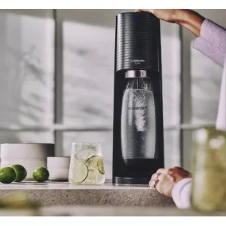 SodaStream Terra Black szódakészítő, mechanikus, 2x 1l SodaStream Fuse palack, CO2 palack, fekete SodaStream Terra Black szódakészítő, mechanikus, 2x 1l SodaStream Fuse palack, CO2 palack, fekete