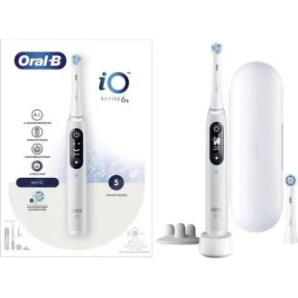 Oral-B iO Series 6s elektromos fogkefe, időzítő, nyomásérzékelő, 5 program, Oral-B alkalmazás, fehér színű Oral-B iO Series 6s elektromos fogkefe, időzítő, nyomásérzékelő, 5 program, Oral-B alkalmazás, fehér színű