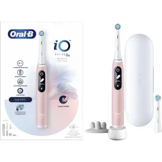 Oral-B iO Series 6s elektromos fogkefe, időzítő, nyomásérzékelő, 5 program, Oral-B applikáció, rózsaszínű