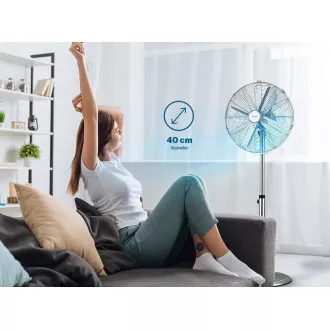 Orava SF-200 X Álló fém ventilátor, 3 sebességfokozat, automatikus forgás, ezüst színű