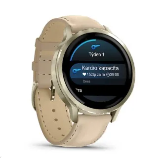 Garmin Venu 4 (41 mm) arany/fehér szilikon szíj és világos homokszínű bőrszíj, EU