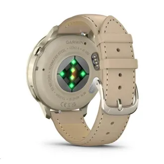 Garmin Venu 4 (41 mm) arany/fehér szilikon szíj és világos homokszínű bőrszíj, EU