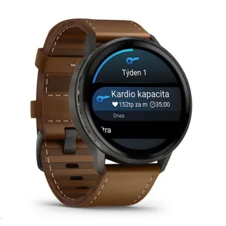 Garmin Venu 4 (45 mm) Slate / Fekete szilikon szíj és barna bőrszíj, EU Garmin Venu 4 (45 mm) Slate / Fekete szilikon szíj és barna bőrszíj, EU