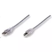 MANHATTAN USB 2.0 A-B kábel 3m (ezüst)