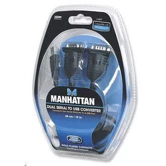 MANHATTAN átalakító USB-ből 2x soros portra (USB AM/DB9M(2), RS232) MANHATTAN átalakító USB-ből 2x soros portra (USB AM/DB9M(2), RS232)
