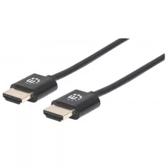 MANHATTAN Ultra-vékony, nagy sebességű HDMI kábel Ethernet, HEC, ARC, 3D, 4K, HDMI csatlakozóról csatlakozóra, árnyékolt, fekete, 0, 5m