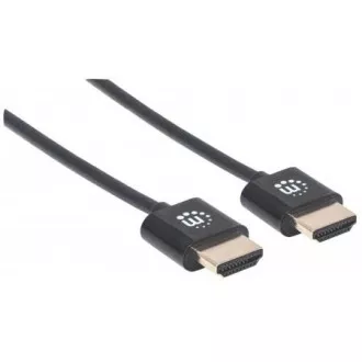 MANHATTAN Ultra-vékony, nagy sebességű HDMI kábel Ethernet, HEC, ARC, 3D, 4K, HDMI csatlakozóról csatlakozóra, árnyékolt, fekete, 0, 5m