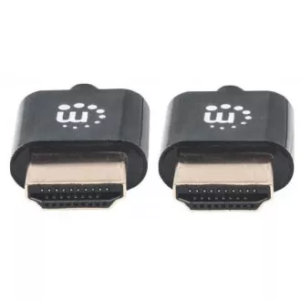 MANHATTAN Ultra-vékony, nagy sebességű HDMI kábel Ethernet, HEC, ARC, 3D, 4K, HDMI csatlakozóról csatlakozóra, árnyékolt, fekete, 0, 5m