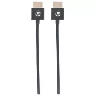 MANHATTAN Ultra-vékony, nagy sebességű HDMI kábel Ethernet, HEC, ARC, 3D, 4K, HDMI csatlakozóról csatlakozóra, árnyékolt, fekete, 0, 5m