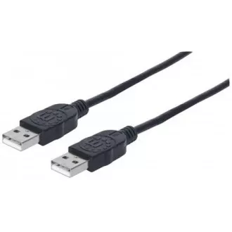 MANHATTAN USB 2.0 kábel, A-típusú csatlakozóból A-típusú csatlakozóba, 1m, fekete
