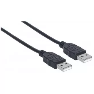 MANHATTAN USB 2.0 kábel, A-típusú csatlakozóból A-típusú csatlakozóba, 1m, fekete