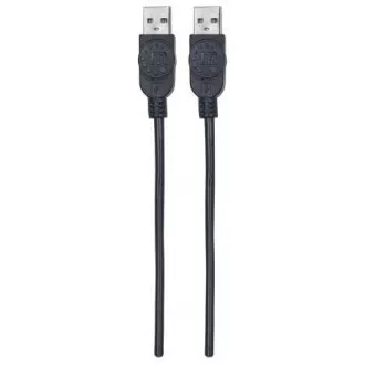 MANHATTAN USB 2.0 kábel, A-típusú csatlakozóból A-típusú csatlakozóba, 1m, fekete