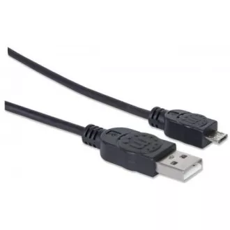 MANHATTAN USB 2.0 A Male / Micro-B Male kábel, 1,8m, fekete