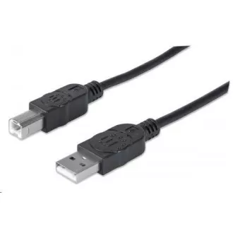 MANHATTAN Hi-Speed USB készülék kábel, A-típusú csatlakozóból B-típusú csatlakozóba, 0, 5m, fekete MANHATTAN Hi-Speed USB készülék kábel, A-típusú csatlakozóból B-típusú csatlakozóba, 0, 5m, fekete