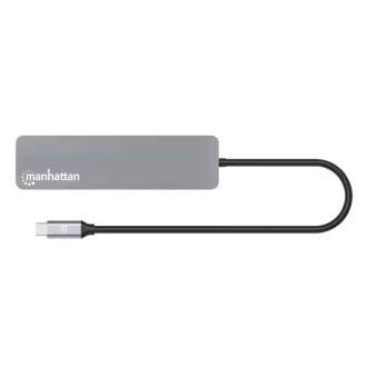 MANHATTAN USB-C 7in1 dokkolóállomás, 1xHDMI, 2xUSB-C, 2xUSB, 2xUSB, SD kártyaolvasó, szürke színben