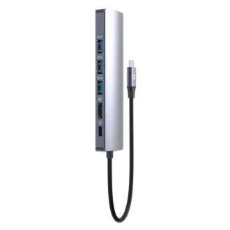 MANHATTAN dokkolóállomás USB-C 6in1, 1xHDMI, 1xUSB-C, 3xUSB, 1xRJ45, szürke