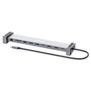 MANHATTAN dokkolóállomás USB-C 10v1, 2xHDMI, 2xUSB-C, 3xUSB, 1xRJ45, SD kártyaolvasó, szürke