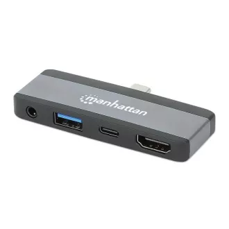 MANHATTAN dokkolóállomás USB-C 4in1, 1xHDMI, 1xUSB-C, 1xUSB, 1x3.5mm, szürke