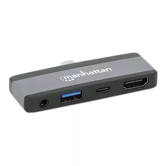 MANHATTAN dokkolóállomás USB-C 4in1, 1xHDMI, 1xUSB-C, 1xUSB, 1x3.5mm, szürke