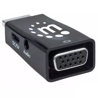 Manhattan HDMI-VGA adapter, mikro átalakító, HDMI férfi VGA női VGA-ra, audió, fekete
