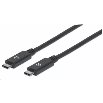Manhattan USB-C kábel, USB 3.1 Gen 2, USB-C csatlakozó USB-C csatlakozóra, 10 Gbps, 5 A, 1m, fekete