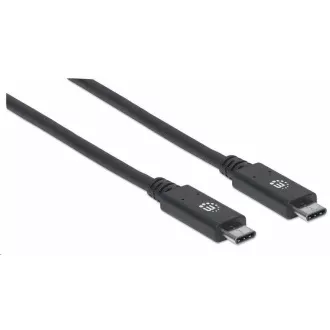 Manhattan USB-C kábel, USB 3.1 Gen 2, USB-C csatlakozó USB-C csatlakozóra, 10 Gbps, 5 A, 1m, fekete