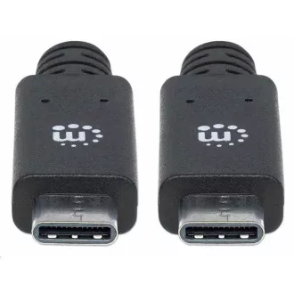 Manhattan USB-C kábel, USB 3.1 Gen 2, USB-C csatlakozó USB-C csatlakozóra, 10 Gbps, 5 A, 1m, fekete