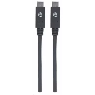 Manhattan USB-C kábel, USB 3.1 Gen 2, USB-C csatlakozó USB-C csatlakozóra, 10 Gbps, 5 A, 1m, fekete