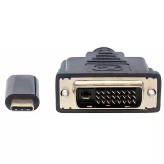 Manhattan USB-C-DVI kábel, 2m, fekete, 2m, fekete