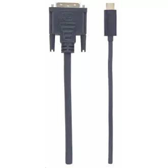 Manhattan USB-C-DVI kábel, 2m, fekete, 2m, fekete