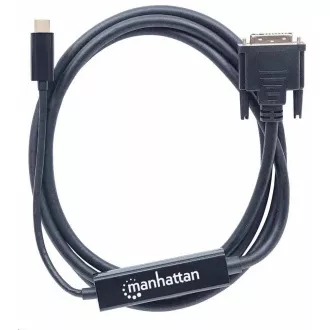 Manhattan USB-C-DVI kábel, 2m, fekete, 2m, fekete