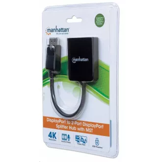 Manhattan Hub, MST hub, DisplayPort to Dual DisplayPort (M/F), 4K@30Hz, fekete Manhattan Hub, MST hub, DisplayPort to Dual DisplayPort (M/F), 4K@30Hz, fekete