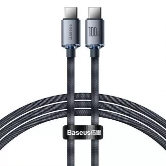 Baseus Crystal Shine sorozat USB-C / USB-C 100W 1, 2m töltő / adatkábel, fekete