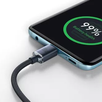 Baseus Crystal Shine sorozat USB-C / USB-C 100W 1, 2m töltő / adatkábel, fekete