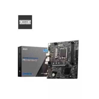 MSI MB Sc LGA1700 PRO H610M-G, Intel H610, 2xDDR5, 1xDP, 1xHDMI, 1xVGA, mATX, 1xHDMI, 1xVGA, mATX