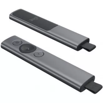 Logitech Presenters Spotlight Plus, vezeték nélküli, Bluetooth, sötétszürke