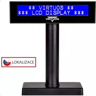 Virtuos LCD ügyfélkijelző Virtuos FL-2026MB 2x20, USB, fekete