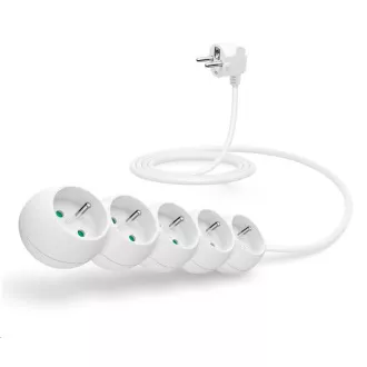 CONNECT IT hosszabbító kábel 230V, 5 aljzat, 2 m, kapcsoló nélkül (fehér)